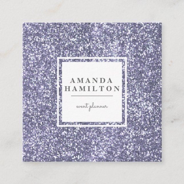 Lavender Sequins | femine  professional Square Business Card (Front)