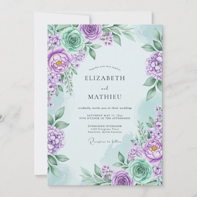 Lavender Serene Floral Spring Wedding Invitation (Front)