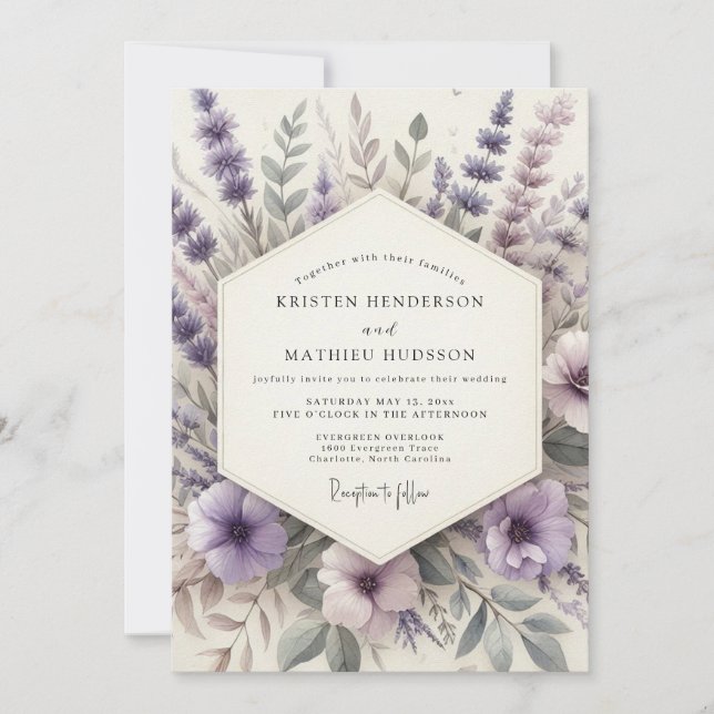 Lavender Serene Meadow Wedding Invitation (Front)