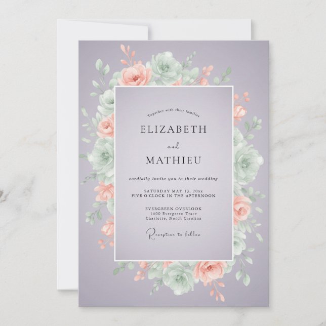 Lavender Serene Succulent Wedding Invitation (Front)