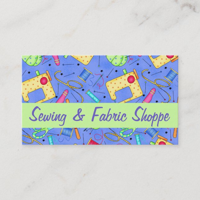 Lavender Sewing Art Fabric Store Promotion Business Card (Front)