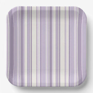 Lavender Shades Soft Ivory Stripes Paper Plate