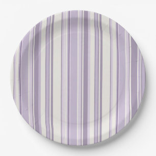Lavender Shades Soft Ivory Stripes Paper Plate