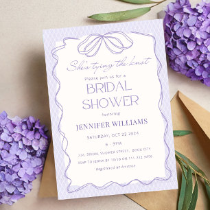 Lavender She's Tying the Knot Lace Bridal Shower Invitation