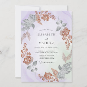 Lavender Shimmering Botanical Wedding Invitation