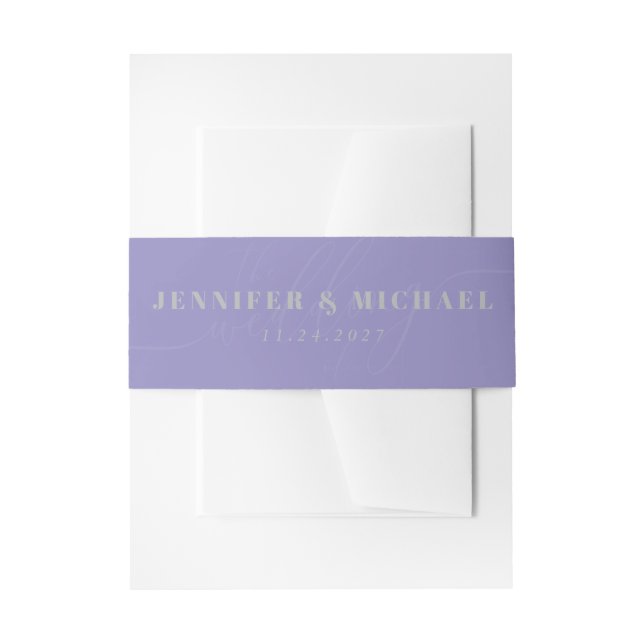 Lavender Silver Basic the wedding of monogram Invitation Belly Band (Front Example)