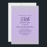 Lavender Silver Diamond Glitter 18th Birthday Invitation<br><div class="desc">Celebrate a milestone in style with this elegant 18th birthday party invitation featuring sparkling faux silver glitter confetti on a soft lavender background. The modern layout highlights the milestone age, paired with a graceful script font for the guest of honour’s name. Perfect for girls turning 18, this chic invitation sets...</div>