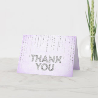 Lavender & Silver Glitter Look Thank You Card