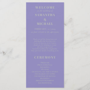 Lavender Silver minimal modern program wedding Menu