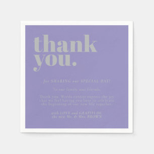 Lavender Silver Thank Minimalist Decor Wedding Napkin