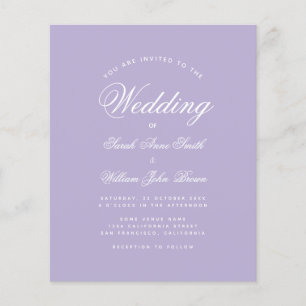 Lavender Simple Budget Purple Wedding Invitation
