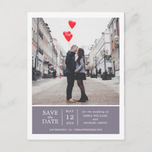Lavender Simple & Modern Photo Save the Date Announcement Postcard