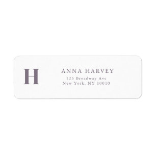 Lavender Simple Monogram Return Address Label
