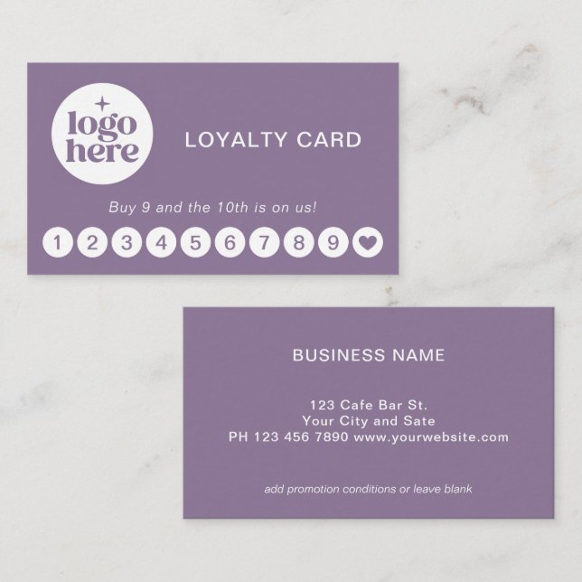 Lavender Simple Professional Logo Loyalty Card (Front/Back)