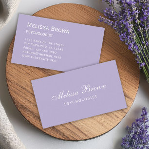 Lavender Simple Purple White Script Modern Colour  Business Card