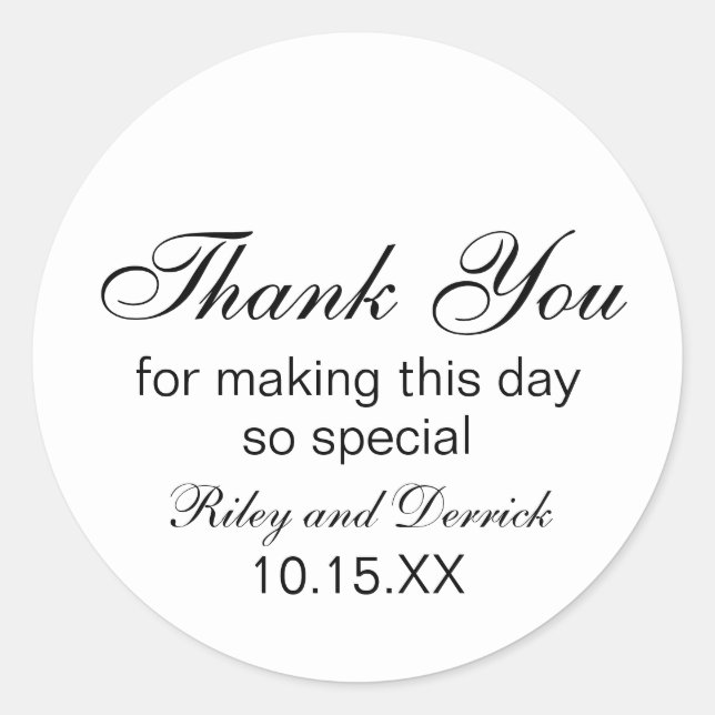 Lavender Simple Thank You Wedding Classic Round Sticker (Front)