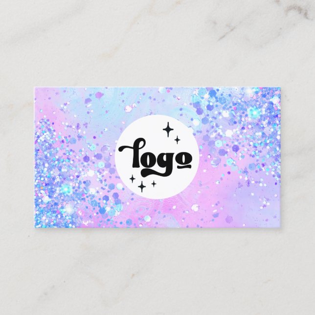 lavender simulated chunky glitter business card (Front)