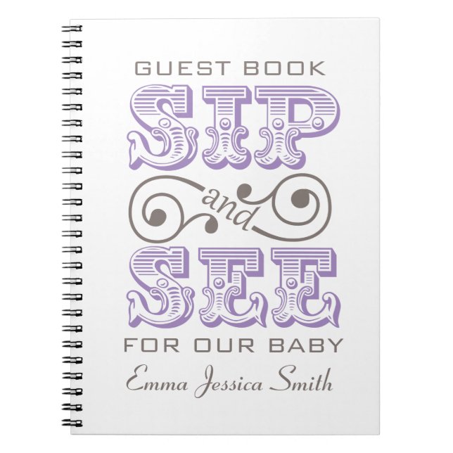 Lavender Sip And See Celebration Register Book (Front)