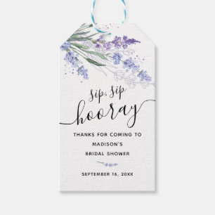 Lavender Sip Sip Hooray Favour Bridal Shower Gift Tags