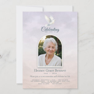 Lavender Sky Dove Celebration of Life Invitation