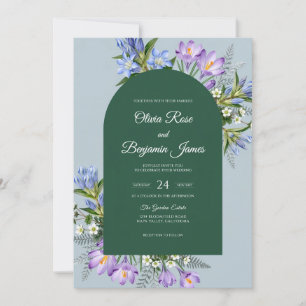Lavender Slate Wildflower Wedding Invitation
