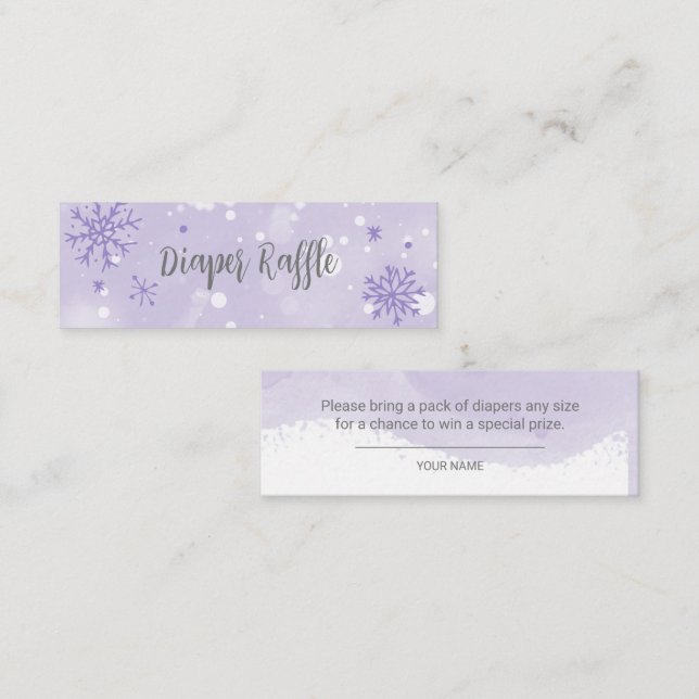 Lavender Snowflakes Baby Shower Diaper Raffle Encl Mini Business Card (Front/Back)