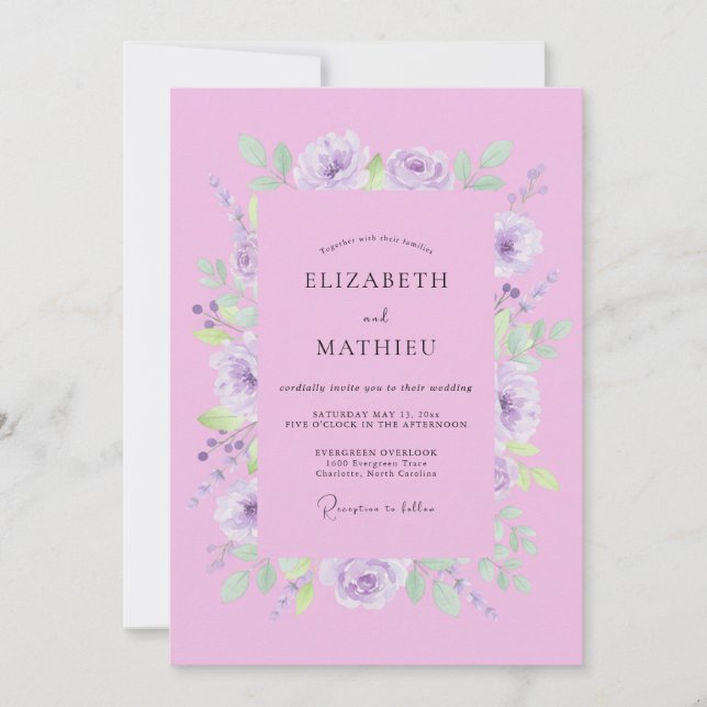 Lavender Soft Bloom Romance Wedding Invitation (Front)