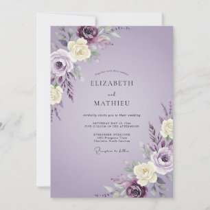 Lavender Soft Floral Flourish Wedding Invitation