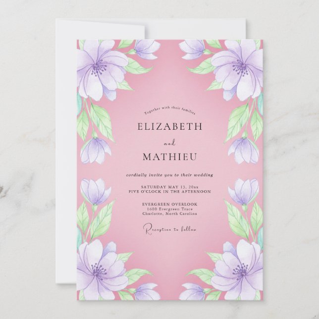 Lavender Soft Petal Bloom Wedding Invitation (Front)