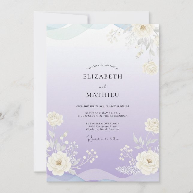 Lavender Soft Wildflower Wedding Invitation (Front)