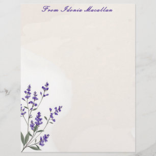 Lavender Sprig Custom Letterhead