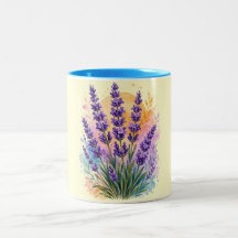 Lavender Sprig Watercolor Two-Tone Mug
