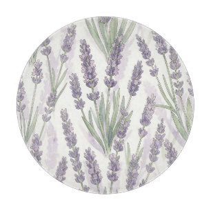 Lavender Sprigs Watercolor Botanical Pattern Cutting Board