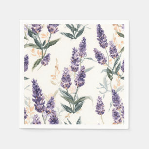 Lavender Sprigs Watercolor Botanical Purple Floral Napkin