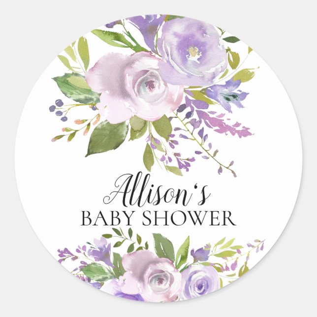 Lavender Spring Floral Baby Shower Envelope Seal (Front)
