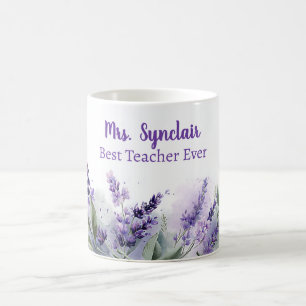 Lavender Spring Floral Best Teacher Appreciation Coffee Mug