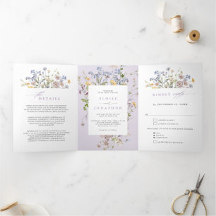 Lavender Spring Wildflower Garden Wedding Invite  