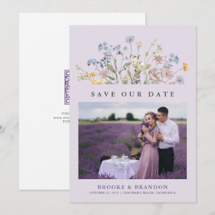 Lavender Spring Wildflower Meadow Garden QR Code Save The Date