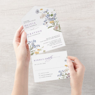 Lavender Spring Wildflower Meadow Garden Wedding   All In One Invitation