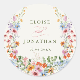 Lavender Spring Wildflower Meadow Garden Wedding Classic Round Sticker
