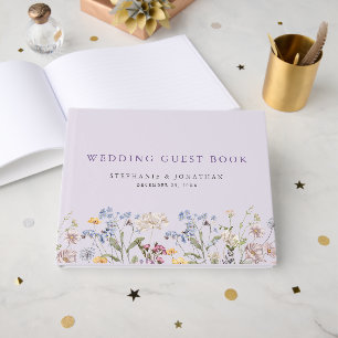 Lavender Spring Wildflower Meadow Garden Wedding  Guest Book