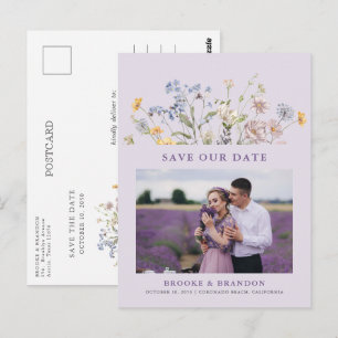 Lavender Spring Wildflower Meadow  Save the Date Postcard
