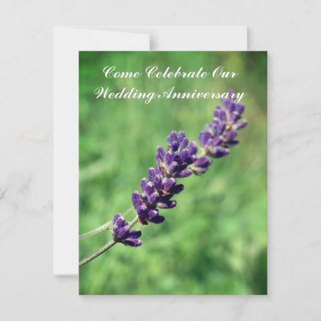 Lavender stalk Wedding Anniversary Invitations (Front)