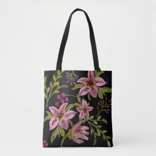 Lavender Star Flower Watercolor Tote Bag