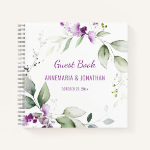 Lavender Stems and Light Green Wedding Guest Book