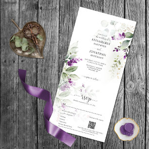 Lavender Stems Greenery Wedding All In One Invitation