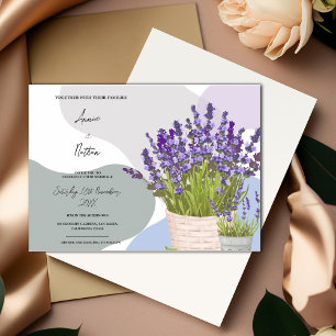 Lavender Stems in a Basket Cute Watercolor Wedding Magnetic Invitation