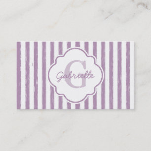 Lavender Stripe Monogram Business Card