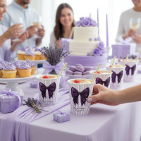 Lavender Stripe Purple Bow Baby Shower