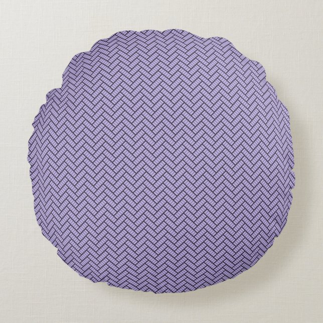 Lavender Striped Herringbone Round Cushion (Front)